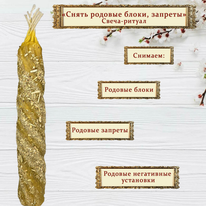 Свеча-ритуал "Снять родовые блоки, запреты" Свеча-ритуал "Снять родовые блоки, запреты"